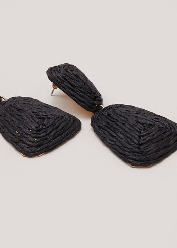 Phase Eight Black Raffia Square Drop Jewellery Black Australia | EN9251078